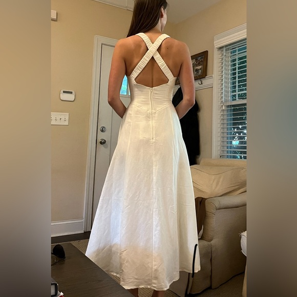 SOLD C/meo New Direction Linen-Blend Midi White Dress (XS). Engagement - Picture 6 of 9